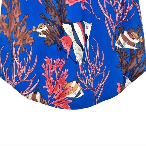 Nic + Zoe Angel Fish Reef Print Flutter Sleeve Top Blue NWT - Picture 8 of 13